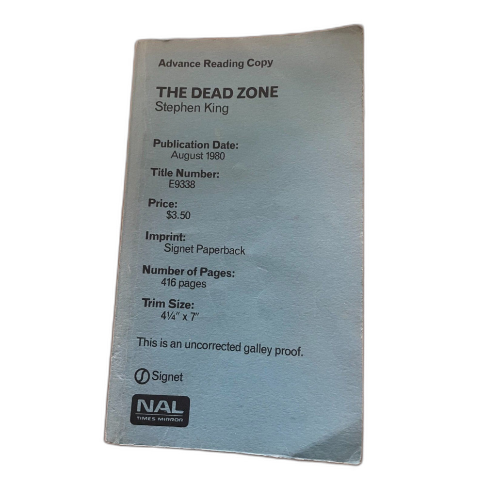 The Dead Zone by Stephen King; 1980 Uncorrected Galley Proof